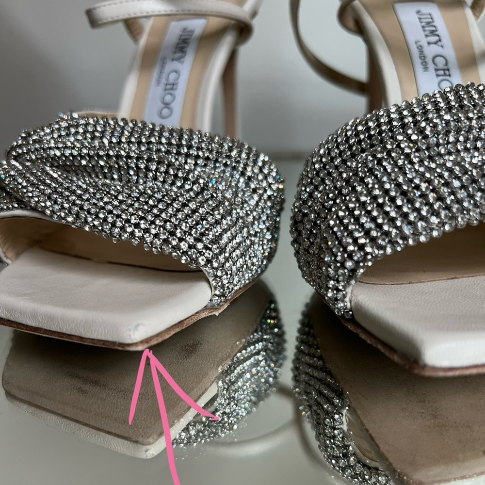 Like new JIMMY CHOO Naria 110 crystal-embellished leather sandals $1,625 - Picture 9 of 17